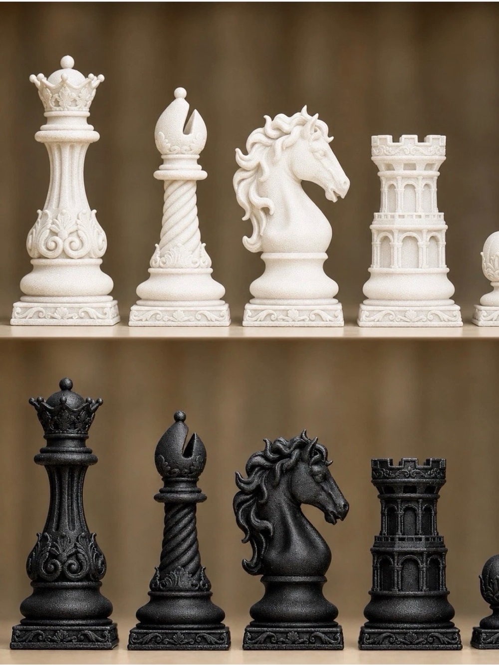 Ornate Baroque Style Chess Set